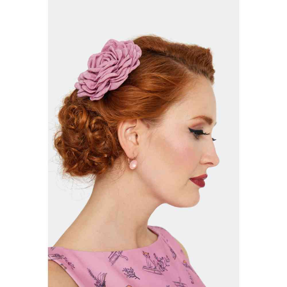 Voodoo Vixen - Large Fabric Rose Broche - Purple